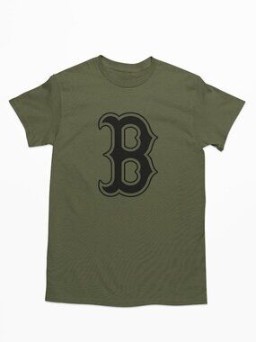 NEW Boston Red Sox B Monogram Logo T-Shirt MILITARY ARMY GREEN